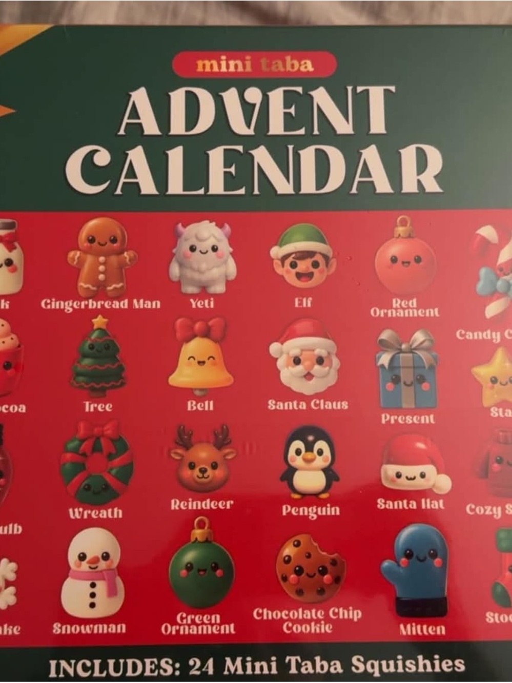 mini taba Red Advent Calendar - 24 Mini Squishies